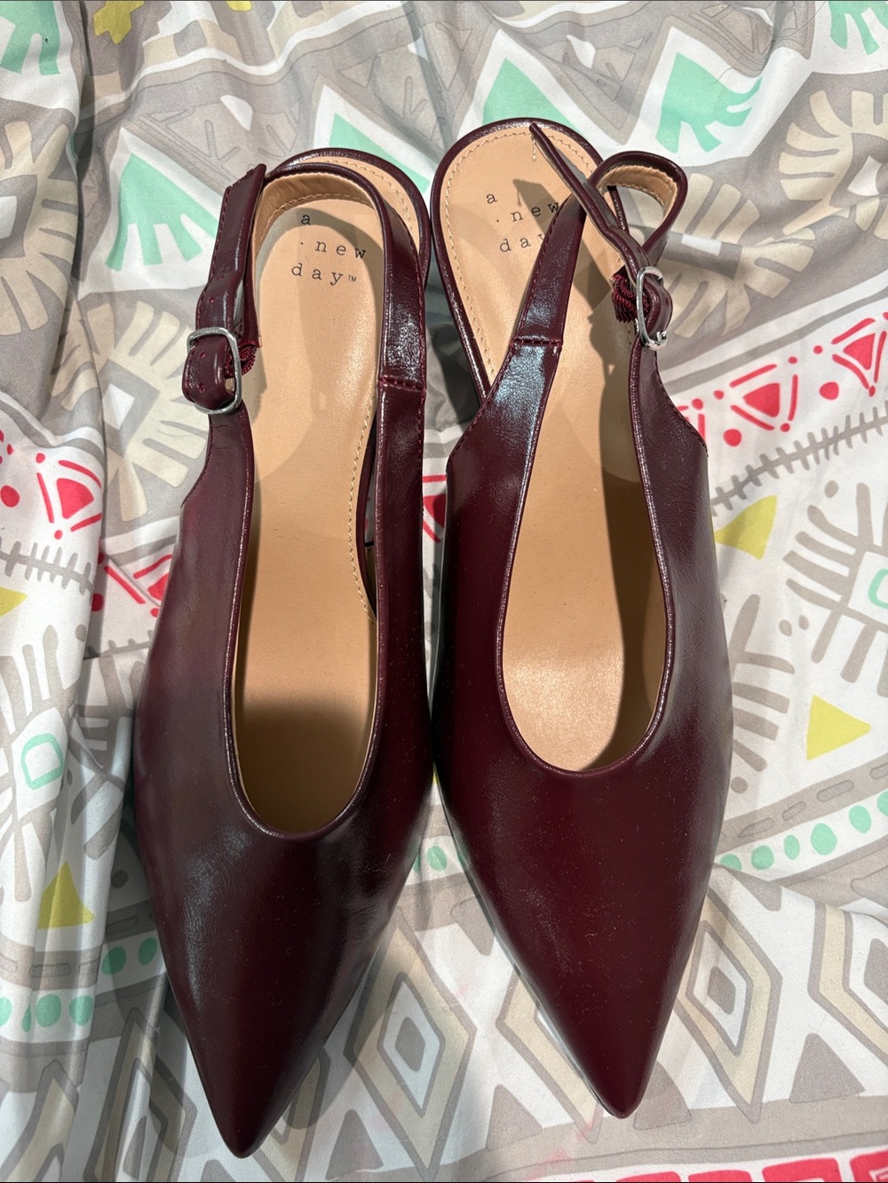 a new day Burgundy Pointed Slingback Flats
